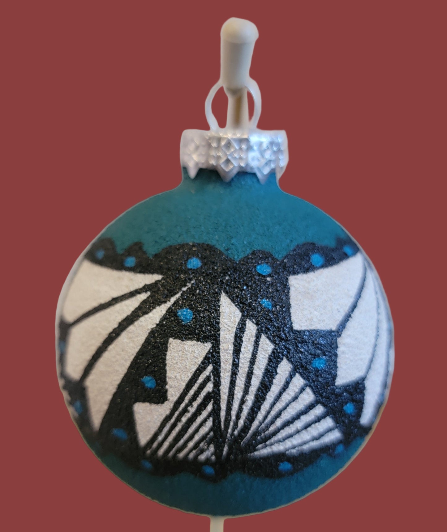 Colorful Navajo Sandpainted Holiday Ornament w/ Traditional Designs