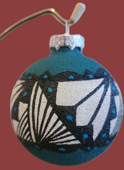 Colorful Navajo Sandpainted Holiday Ornament w/ Traditional Designs