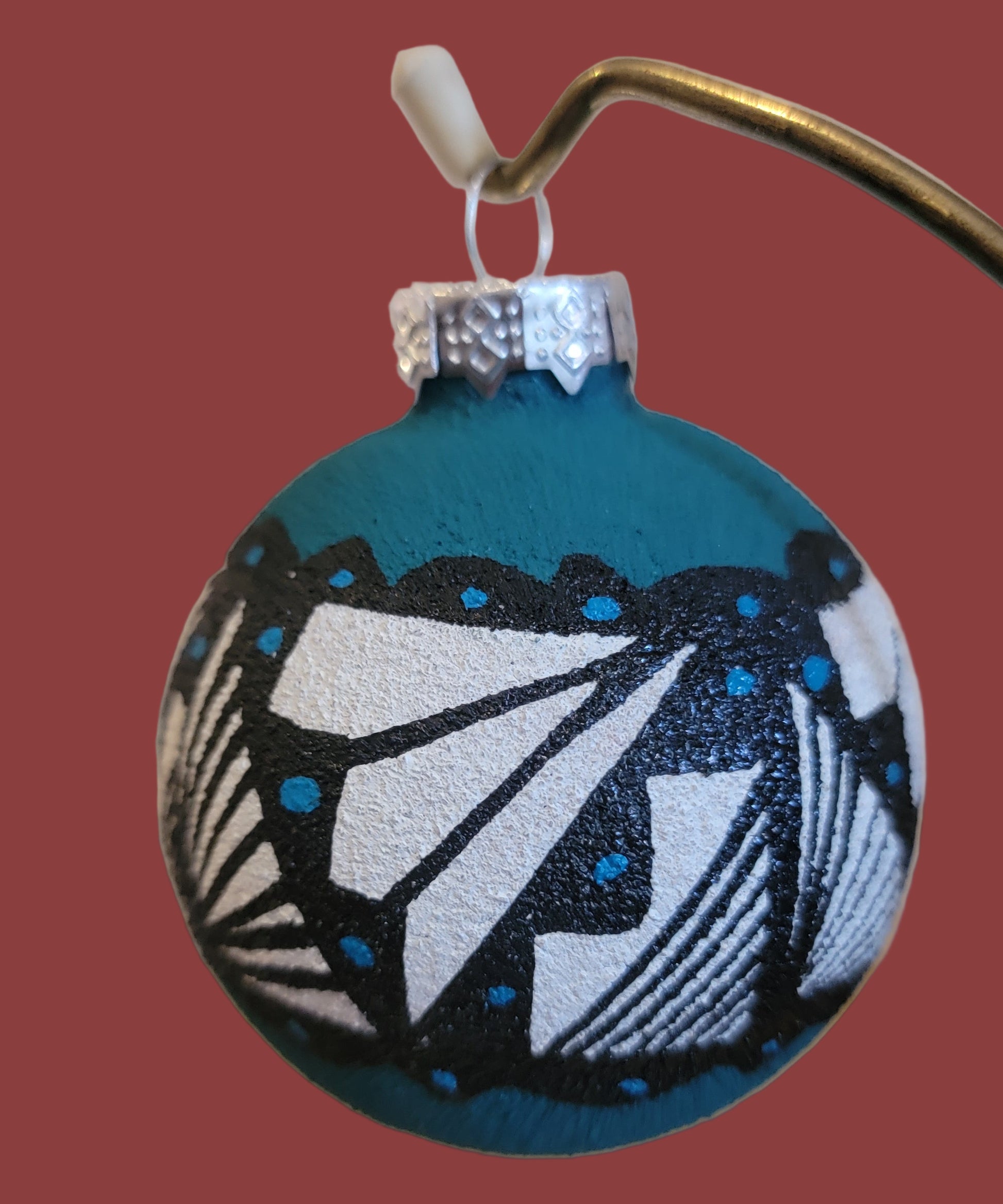 Colorful Navajo Sandpainted Holiday Ornament w/ Traditional Designs