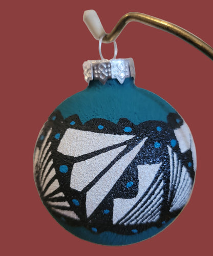 Colorful Navajo Sandpainted Holiday Ornament w/ Traditional Designs