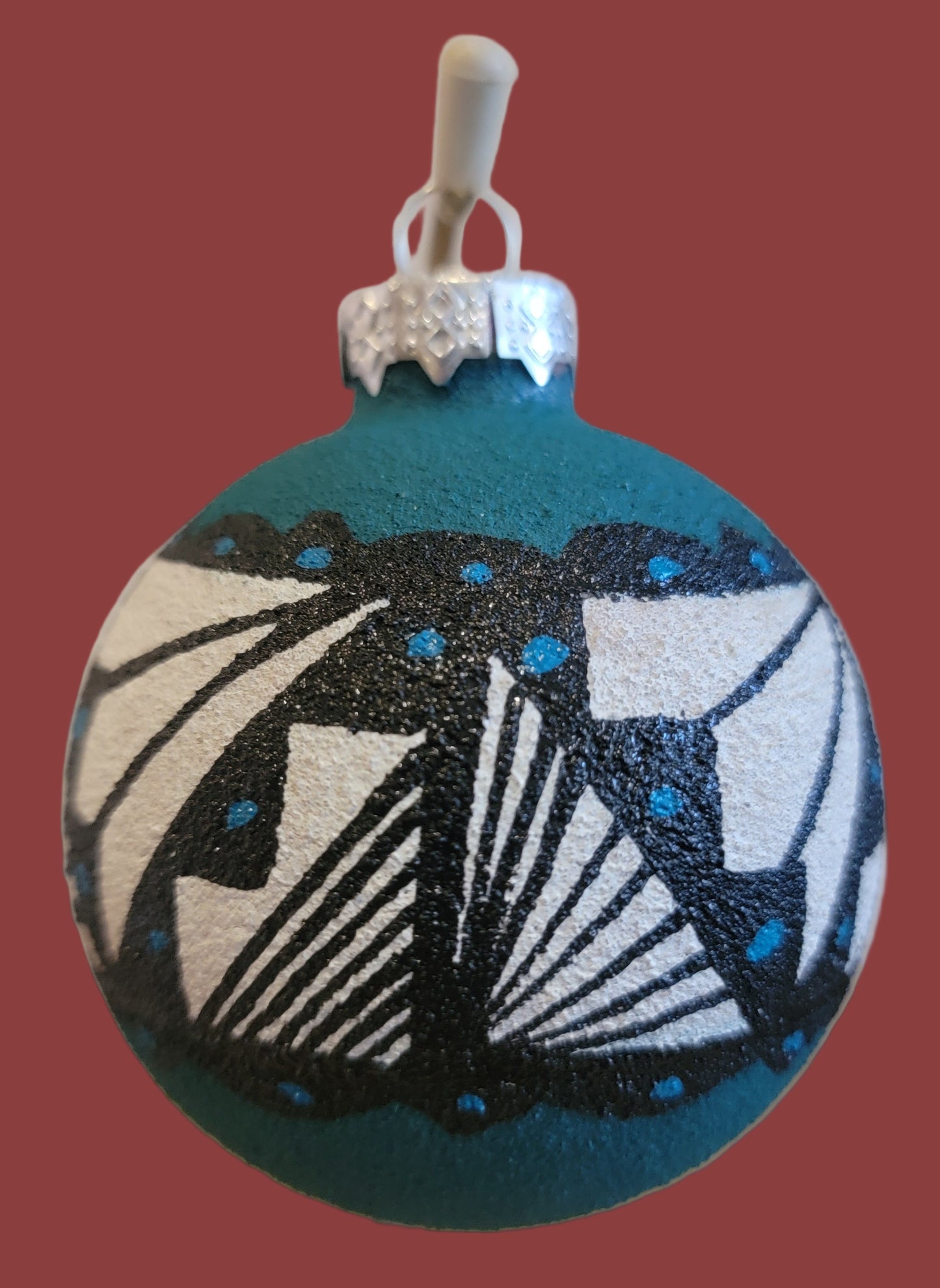 Colorful Navajo Sandpainted Holiday Ornament w/ Traditional Designs