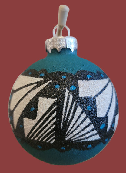 Colorful Navajo Sandpainted Holiday Ornament w/ Traditional Designs