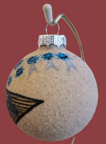 Navajo Sandpainted Holiday Ornament w/Wedding Basket and Squash Blossom Necklace