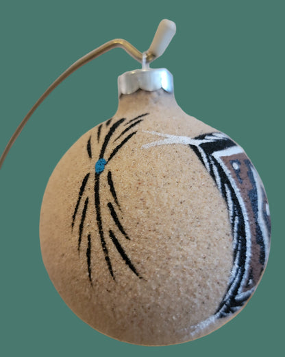 Navajo Sandpainted Holiday Ornanent w/ Navajo Rug Pattern