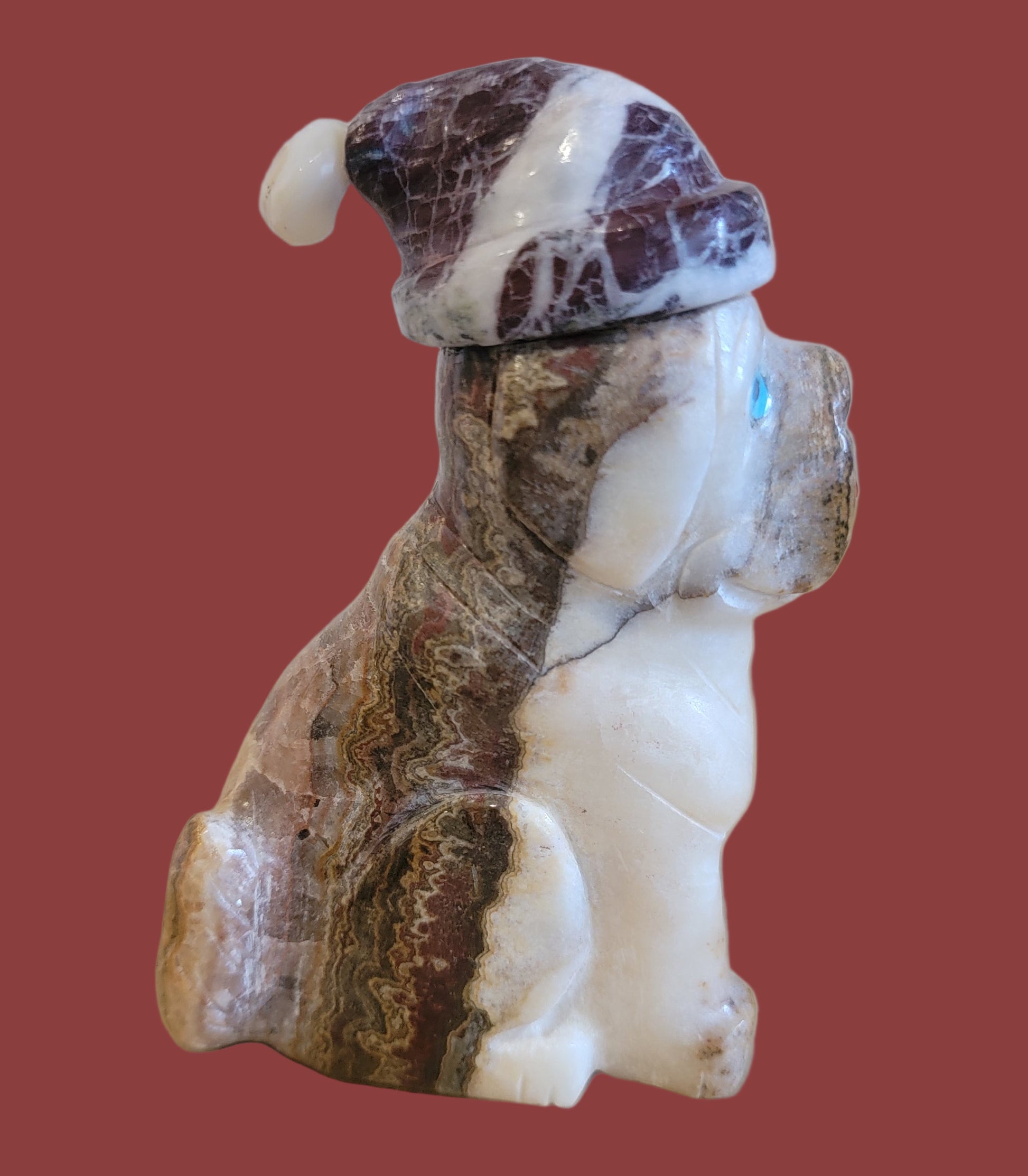 Lovable Onyx Holiday Santa Mutt /Dog Zuni Fetish