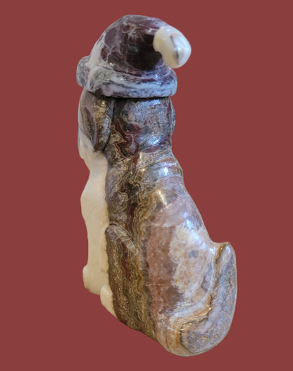 Lovable Onyx Holiday Santa Mutt /Dog Zuni Fetish