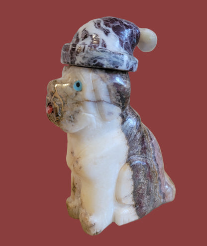 Lovable Onyx Holiday Santa Mutt /Dog Zuni Fetish