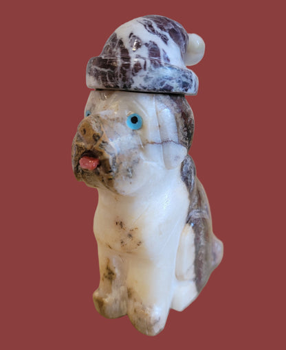 Lovable Onyx Holiday Santa Mutt /Dog Zuni Fetish