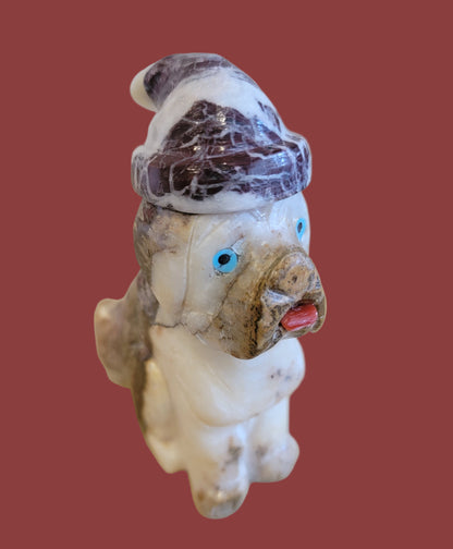 Lovable Onyx Holiday Santa Mutt /Dog Zuni Fetish