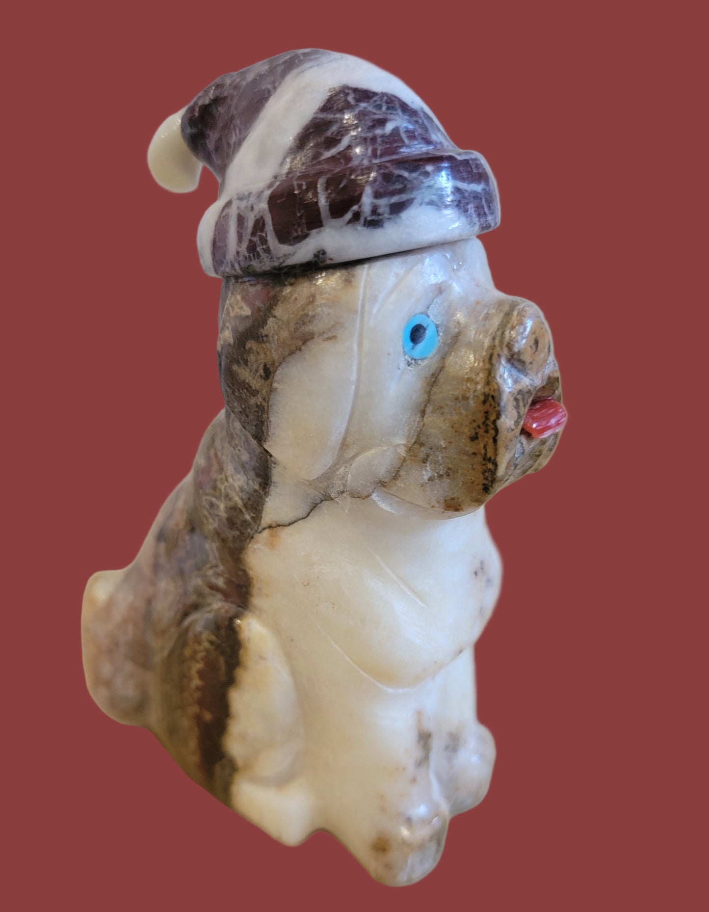 Lovable Onyx Holiday Santa Mutt /Dog Zuni Fetish