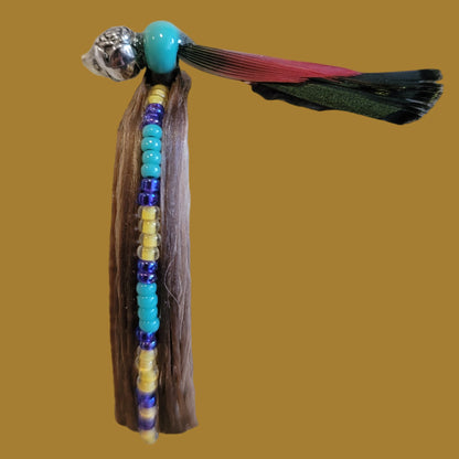 Navajo Sheep w/ Seedbead and Feather Wrap Zuni Fetish