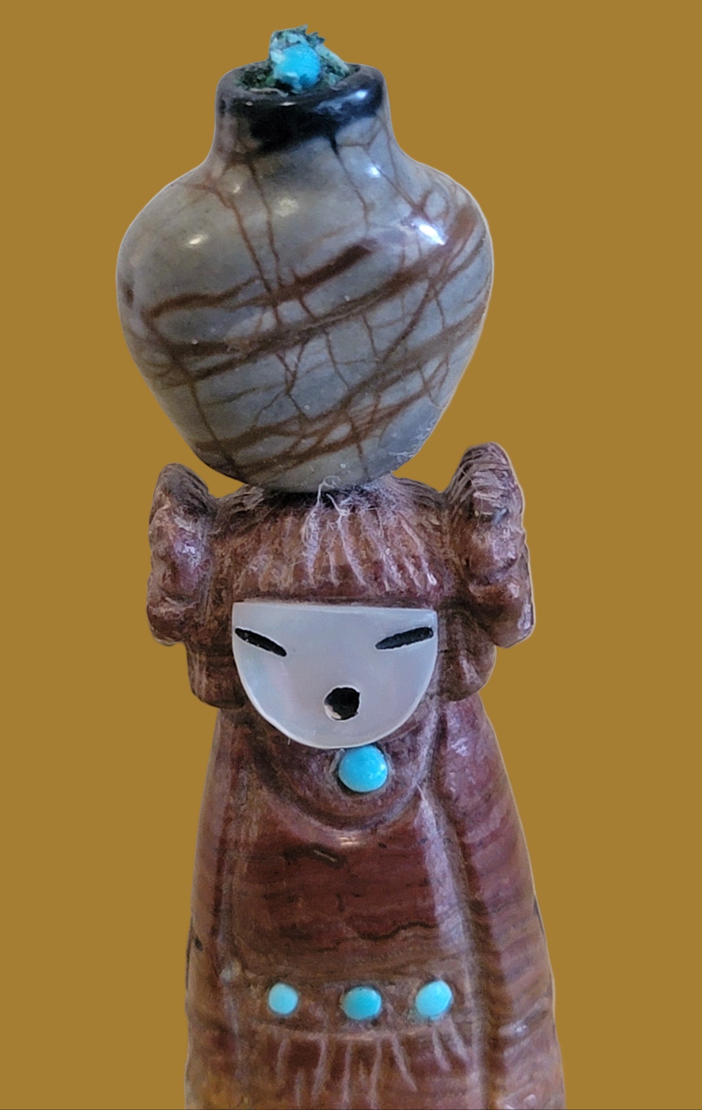 Double Sided Zuni Onyx Olla Maiden/Corn Maiden Zuni Fetish