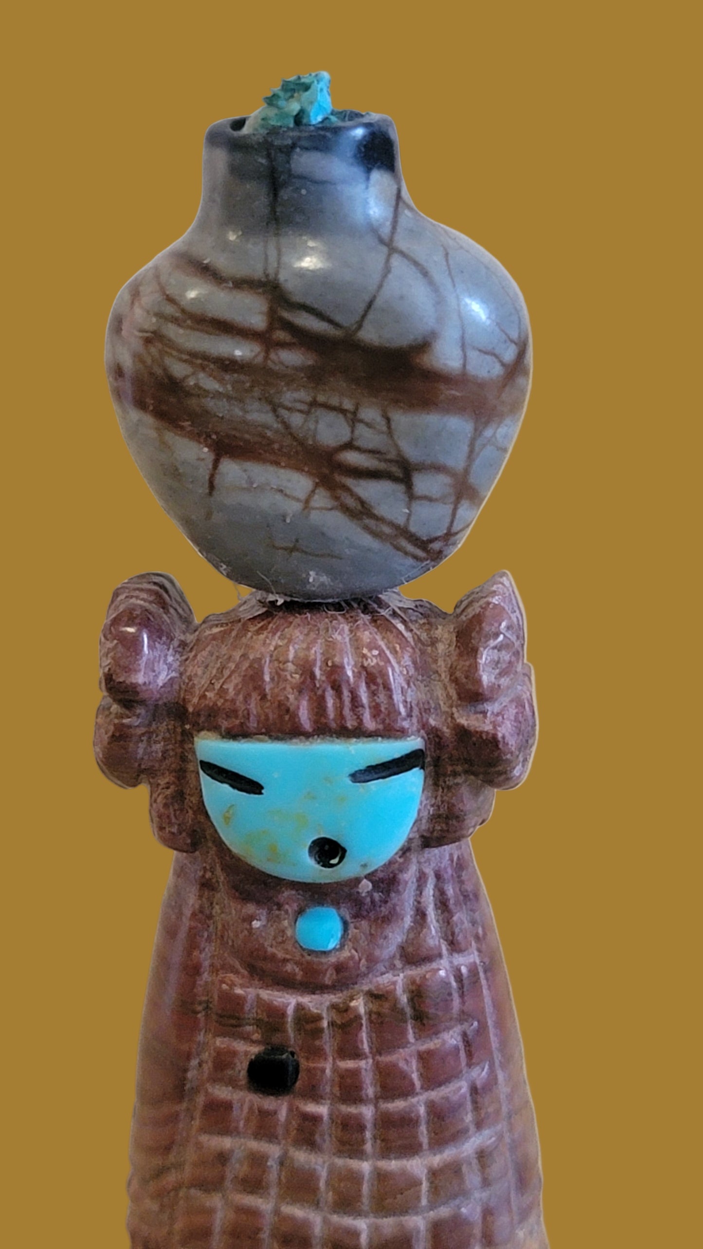 Double Sided Zuni Onyx Olla Maiden/Corn Maiden Zuni Fetish