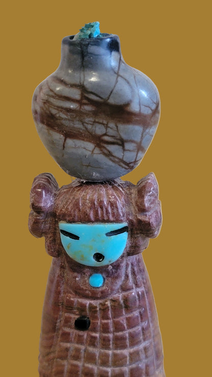Double Sided Zuni Onyx Olla Maiden/Corn Maiden Zuni Fetish