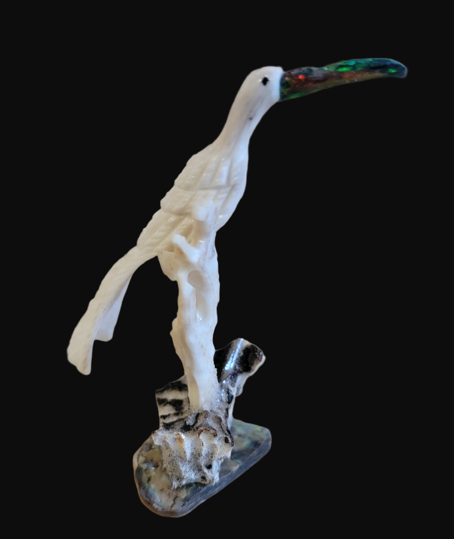 Delicate Antler Crane Multi Medium Zuni Fetish