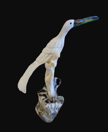 Delicate Antler Crane Multi Medium Zuni Fetish