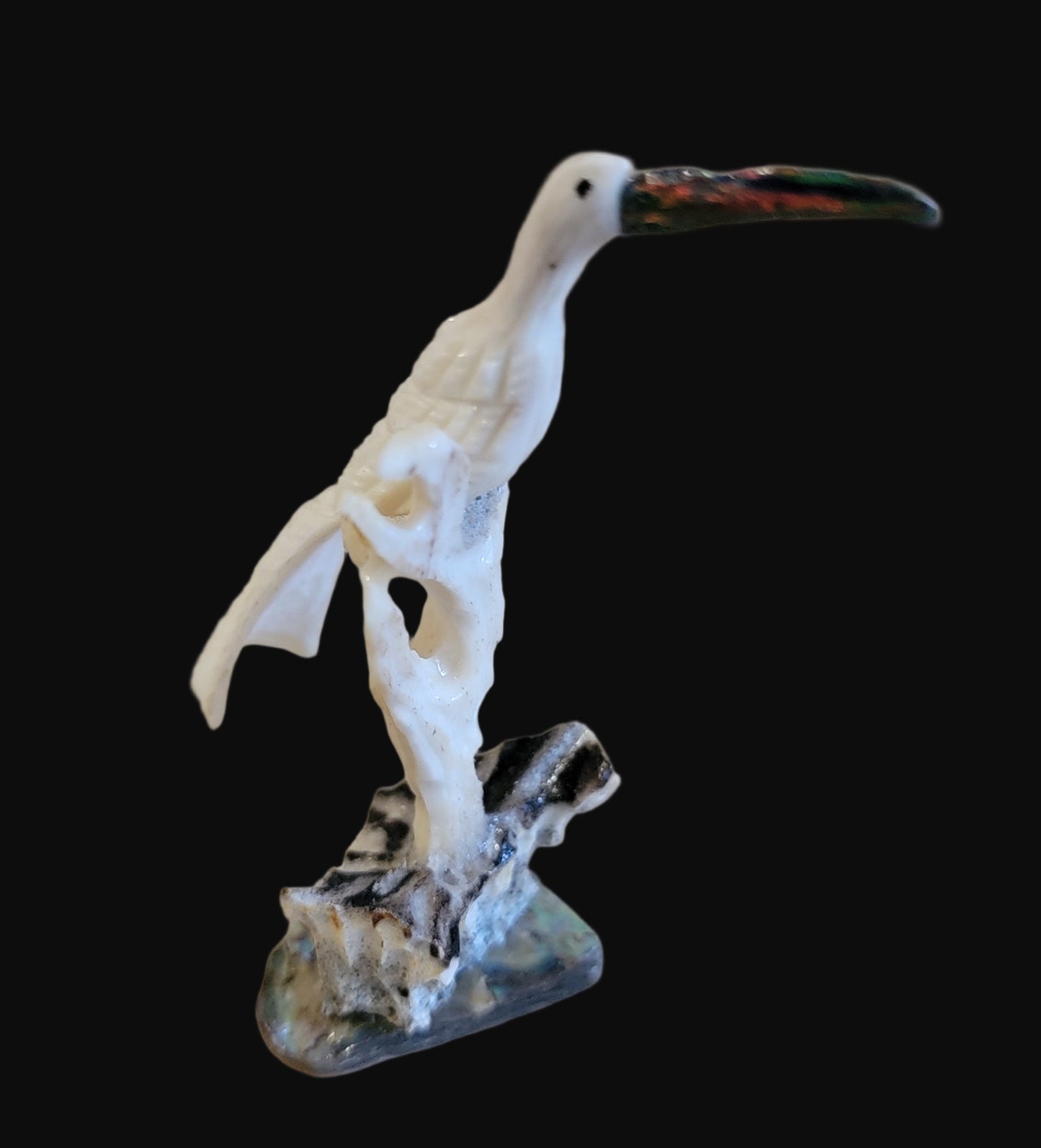 Delicate Antler Crane Multi Medium Zuni Fetish