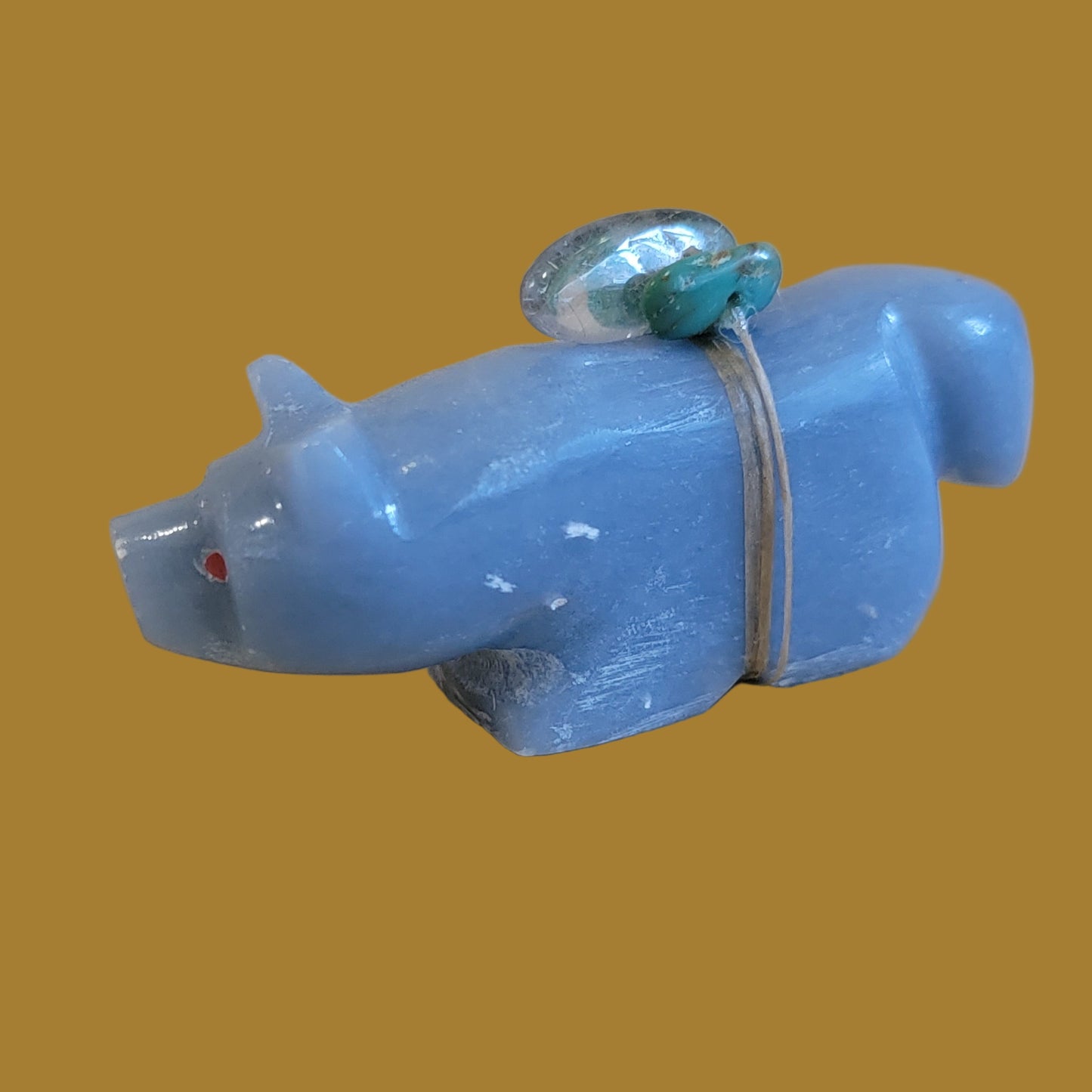 Angelite Fox w/ Crystal Pack Zuni Fetish