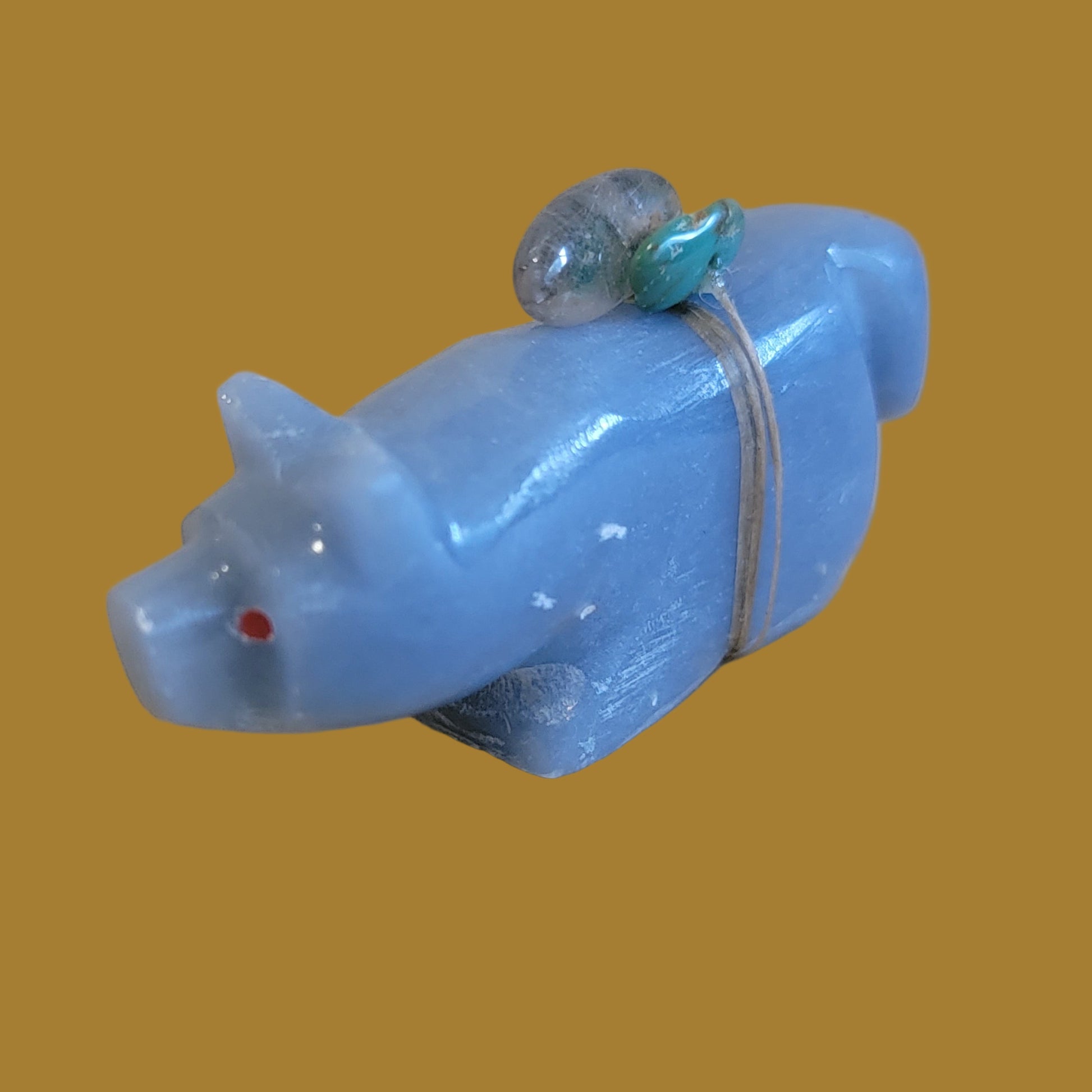 Angelite Fox w/ Crystal Pack Zuni Fetish