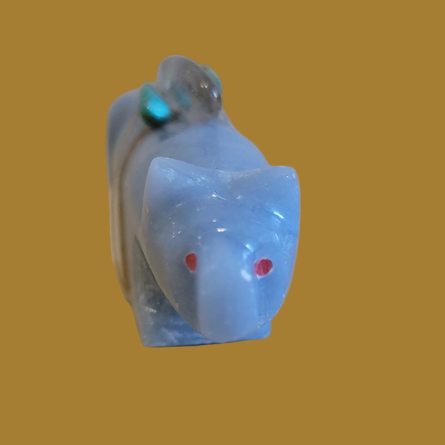 Angelite Fox w/ Crystal Pack Zuni Fetish