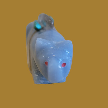 Angelite Fox w/ Crystal Pack Zuni Fetish