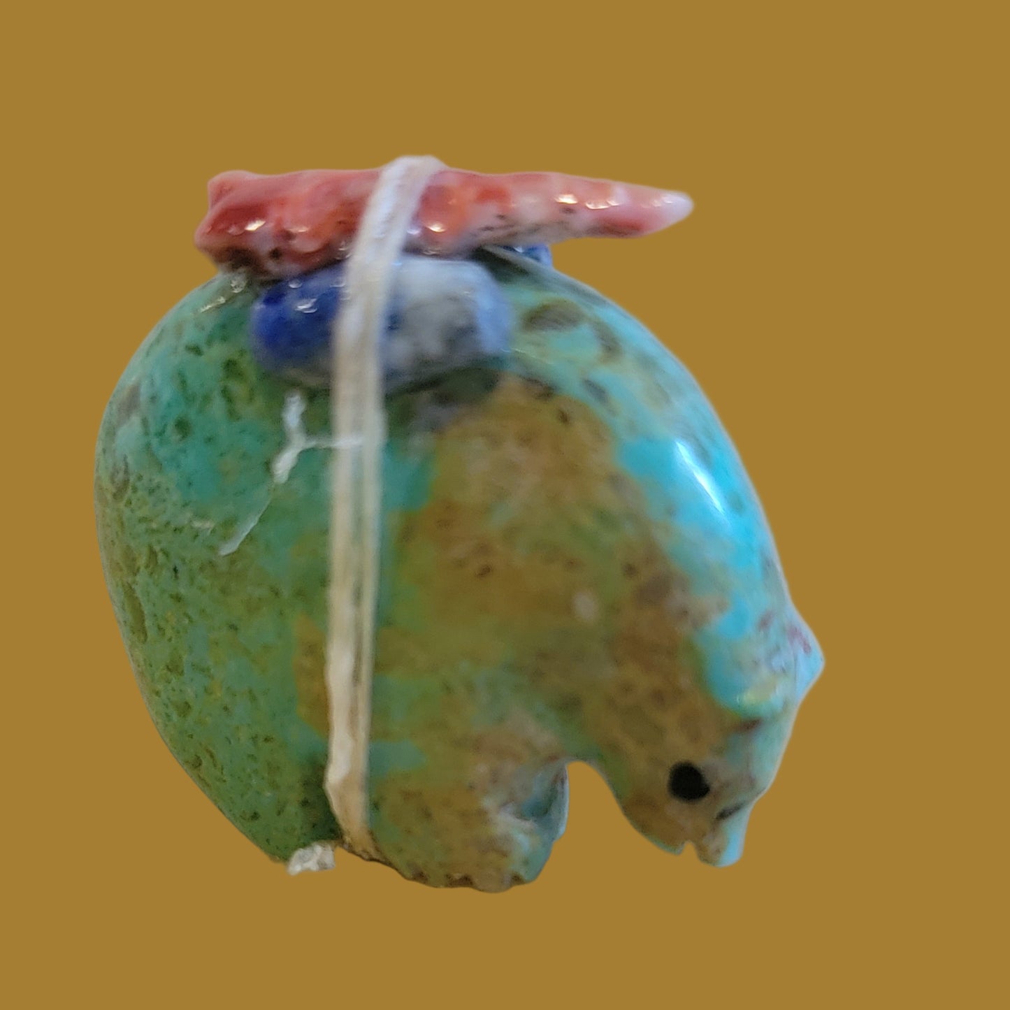 Turquoise Medicine Bear w/Pack Zuni Fetish