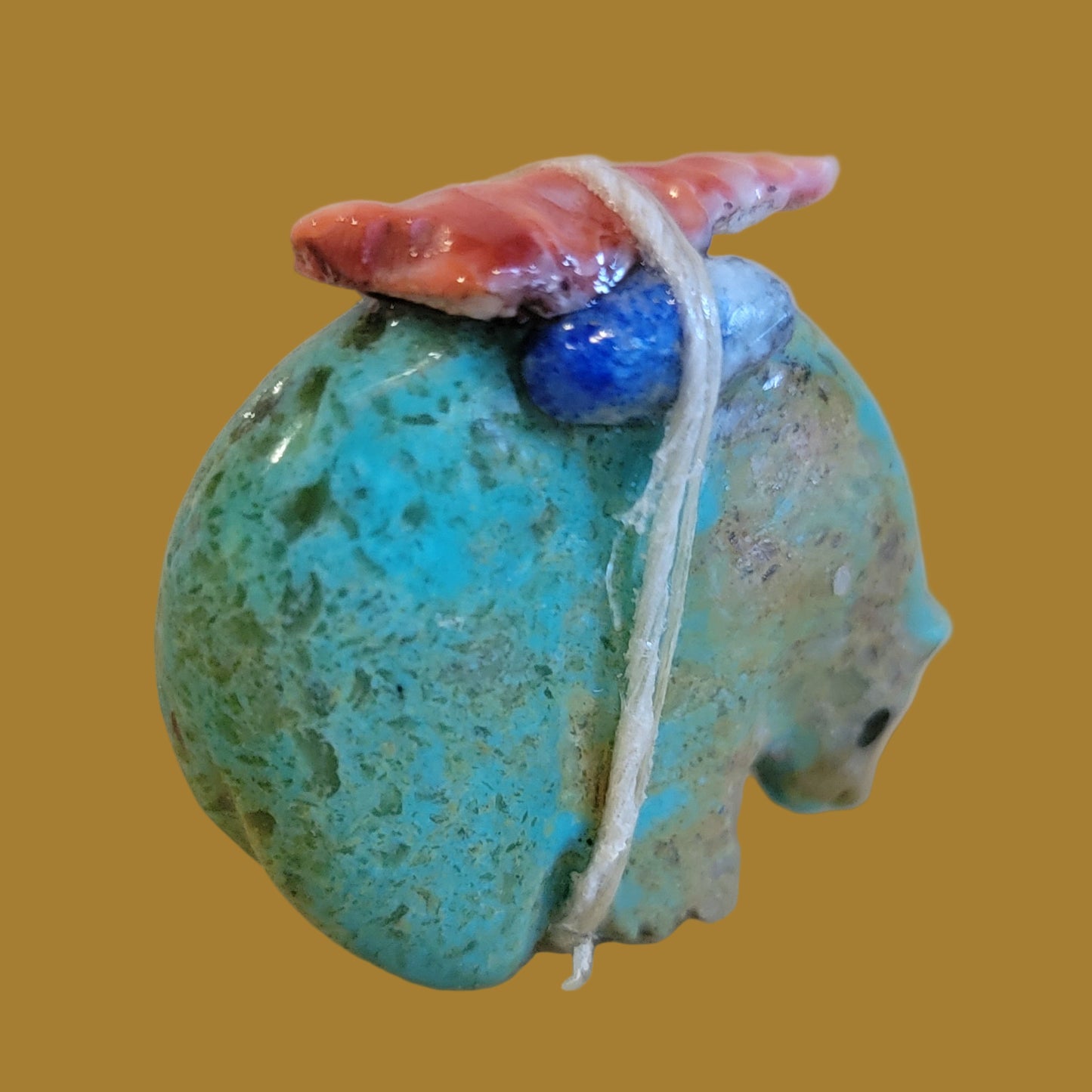 Turquoise Medicine Bear w/Pack Zuni Fetish