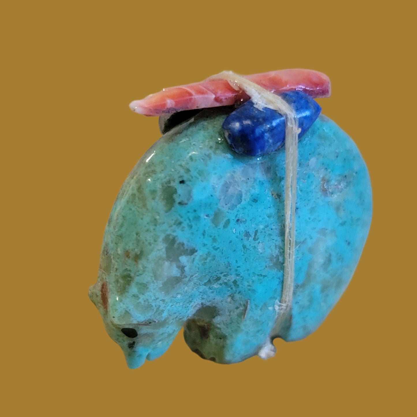 Turquoise Medicine Bear w/Pack Zuni Fetish