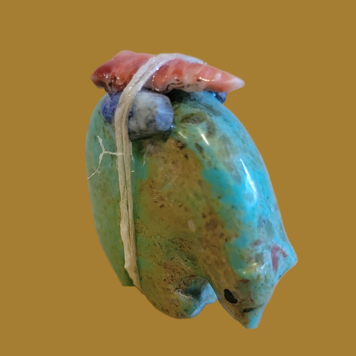 Turquoise Medicine Bear w/Pack Zuni Fetish