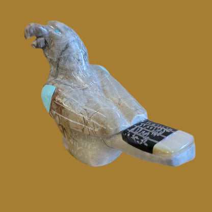 Fancy Inlaid Picasso Marble Eagle Zuni Fetish