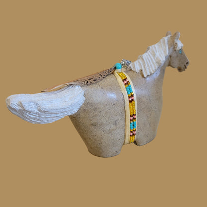 Navajo Alabaster Horse on the Run w/Tail Flying Zuni Fetish