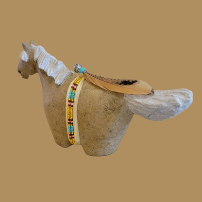 Navajo Alabaster Horse on the Run w/Tail Flying Zuni Fetish