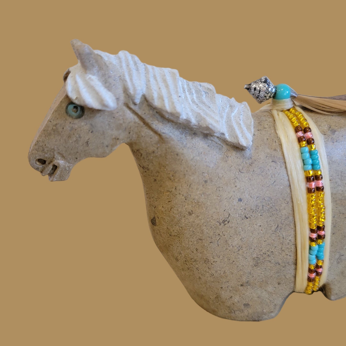 Navajo Alabaster Horse on the Run w/Tail Flying Zuni Fetish