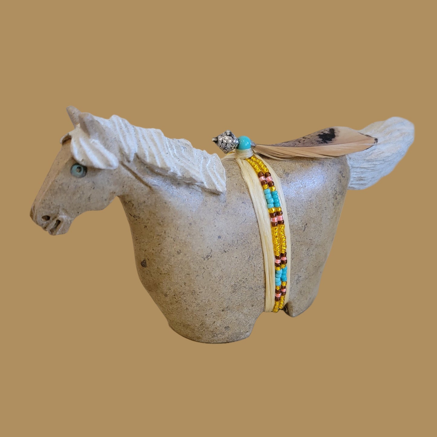 Navajo Alabaster Horse on the Run w/Tail Flying Zuni Fetish
