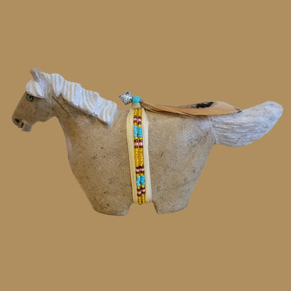 Navajo Alabaster Horse on the Run w/Tail Flying Zuni Fetish