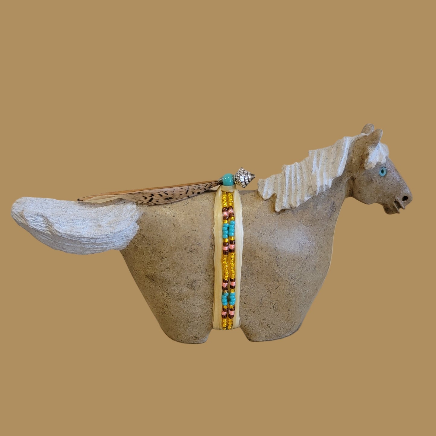 Navajo Alabaster Horse on the Run w/Tail Flying Zuni Fetish