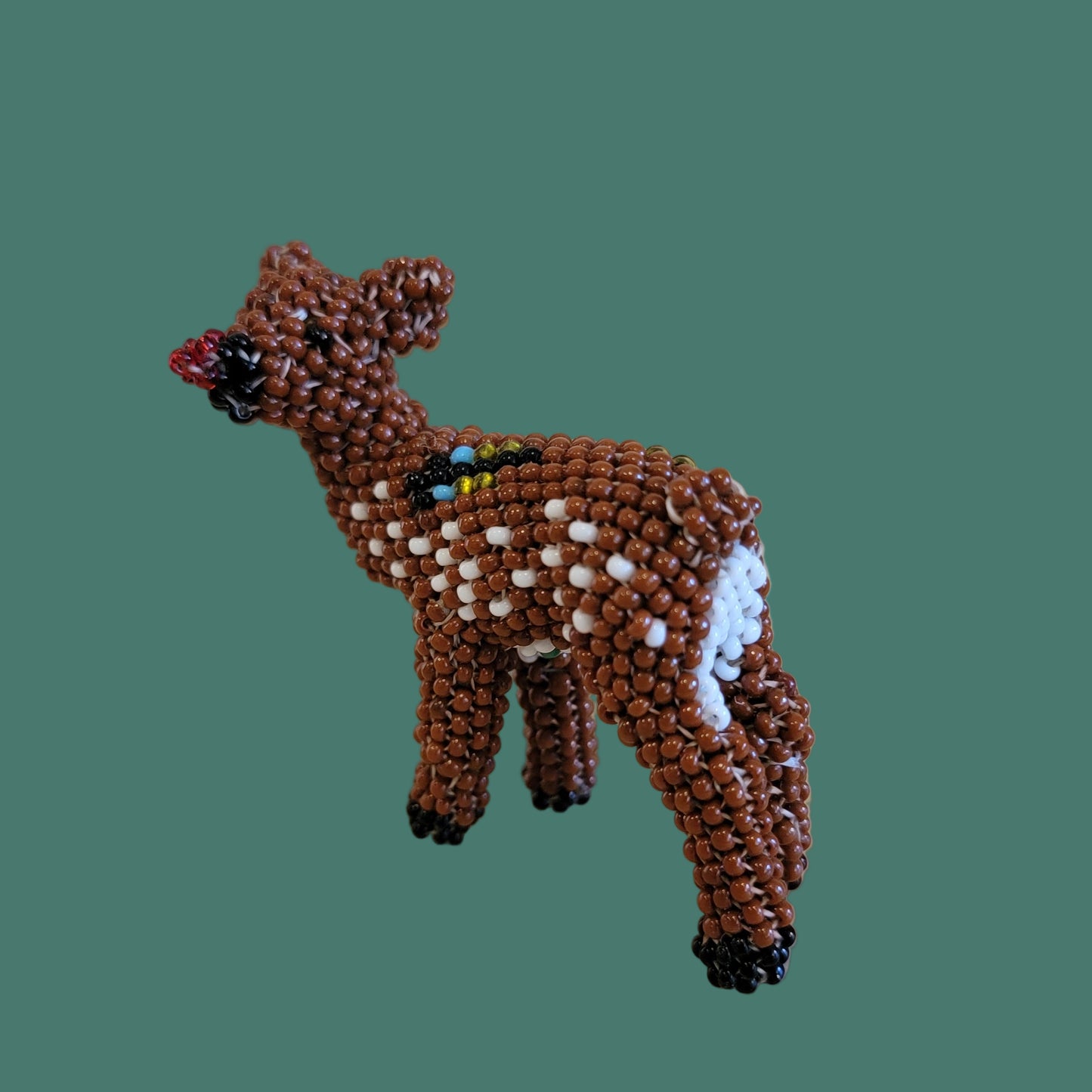 Rudolph the Fully Beaded Zuni Red Nosed Reindeer Indian Beadwork