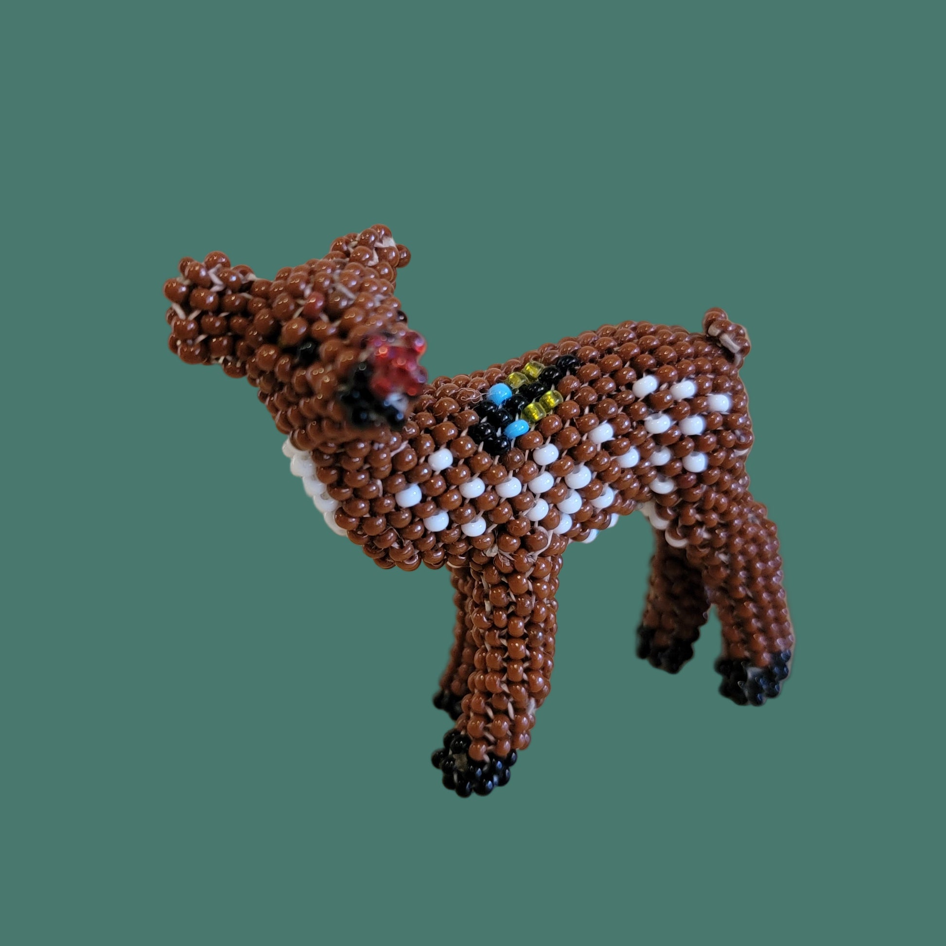 Rudolph the Fully Beaded Zuni Red Nosed Reindeer Indian Beadwork