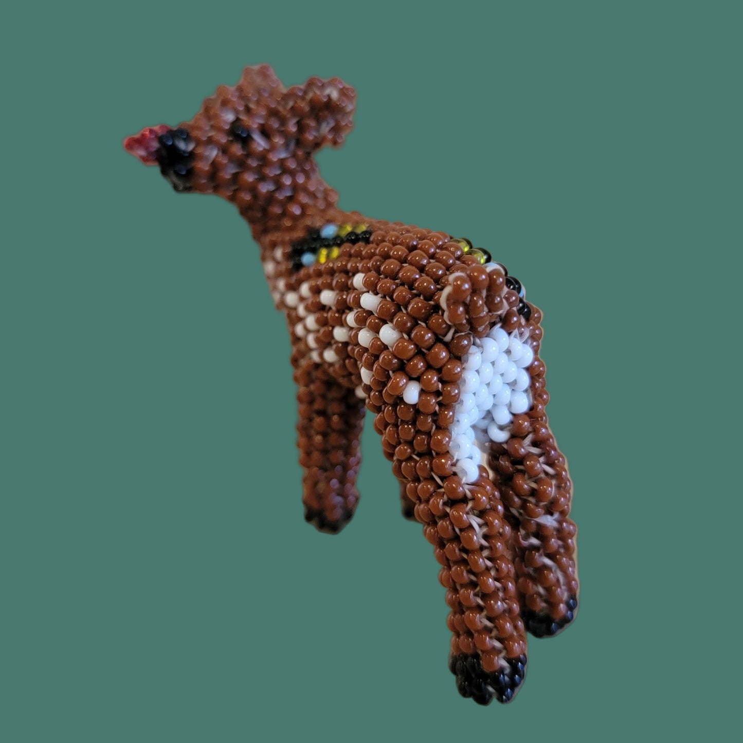 Rudolph the Fully Beaded Zuni Red Nosed Reindeer Indian Beadwork