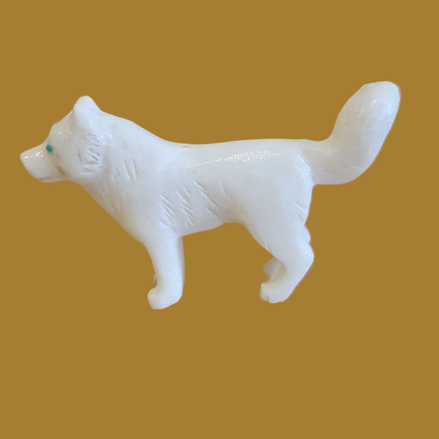 White Marble Husky Pup/Dog Zuni Fetish