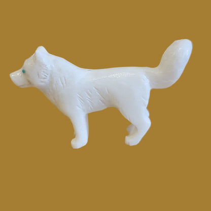 White Marble Husky Pup/Dog Zuni Fetish