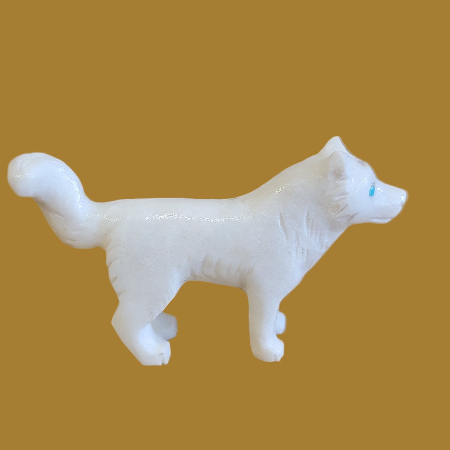 White Marble Husky Pup/Dog Zuni Fetish