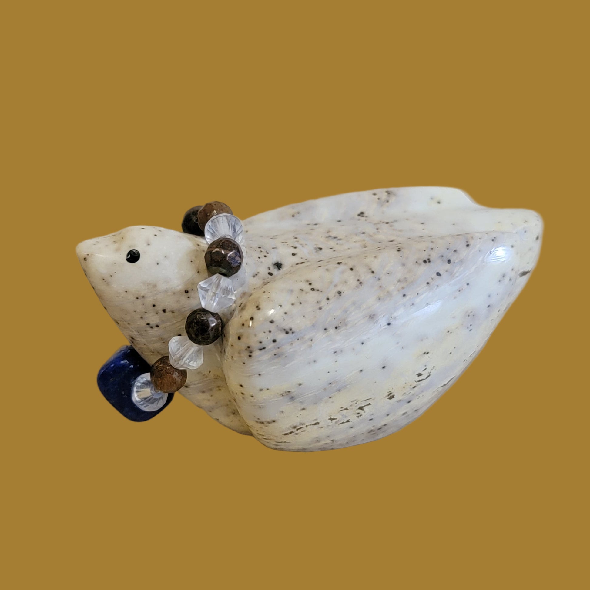 Serpentine Messenger Bird w/Fancy Necklace Zuni Fetish