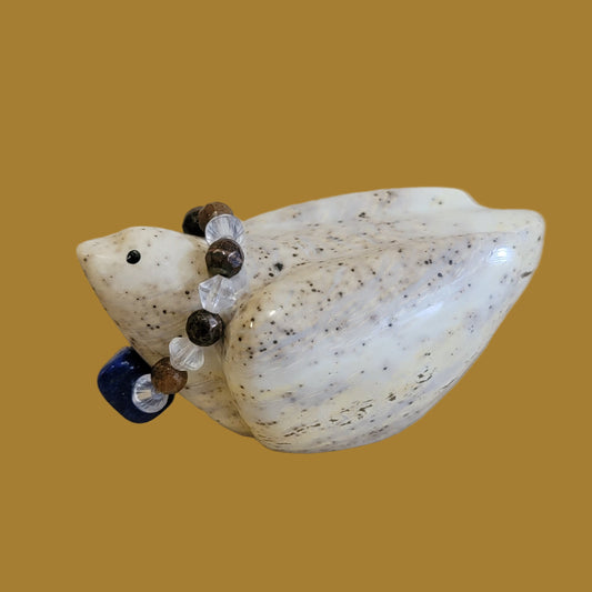 Serpentine Messenger Bird w/Fancy Necklace Zuni Fetish