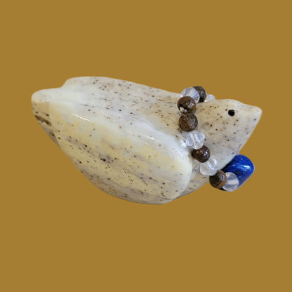 Serpentine Messenger Bird w/Fancy Necklace Zuni Fetish