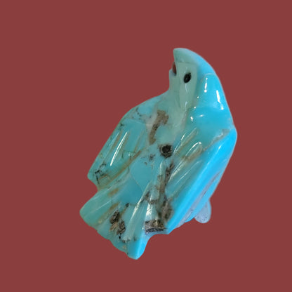 Turquoise Raven w/ Christmas Holly Berry Zuni Fetish