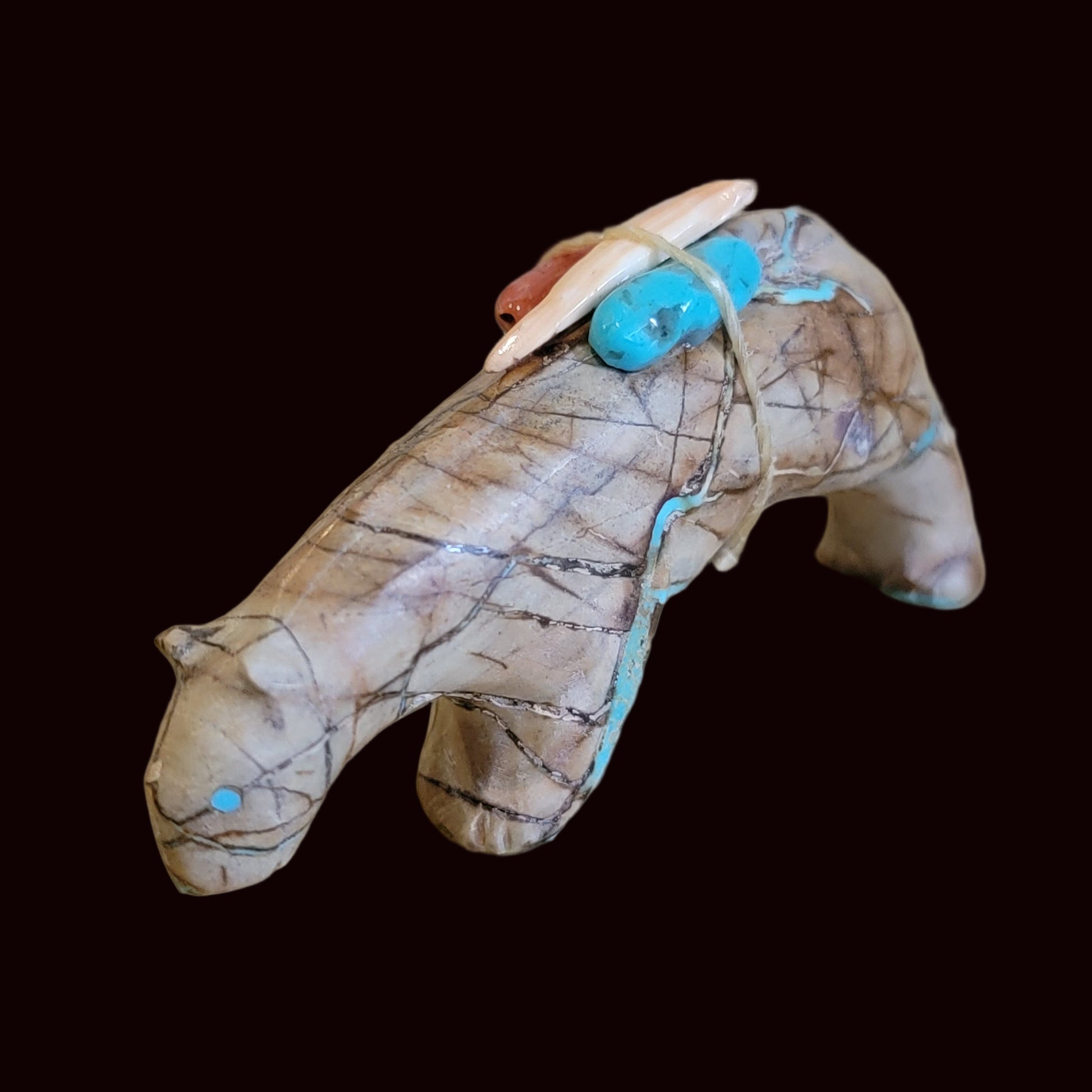 Amazing Turquoise Mountain Lion w/ Pack Zuni Fetish