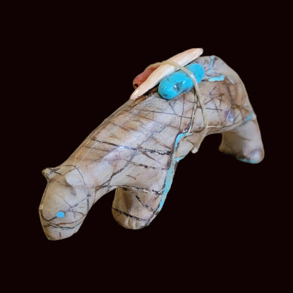 Amazing Turquoise Mountain Lion w/ Pack Zuni Fetish