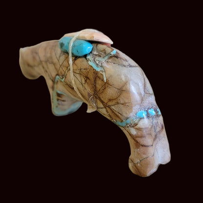 Amazing Turquoise Mountain Lion w/ Pack Zuni Fetish