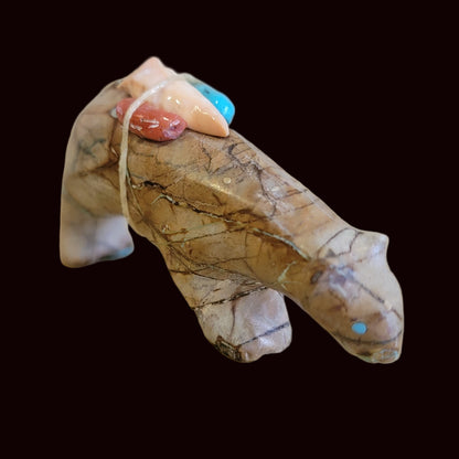 Amazing Turquoise Mountain Lion w/ Pack Zuni Fetish